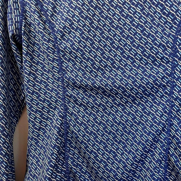 J McLaughlin Womens Blue Activewear Jacket Large Full Zip Windbreaker Geometric - Picture 10 of 11